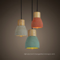Lampe à suspension industrielle en béton + bois LED suspension de salle à manger